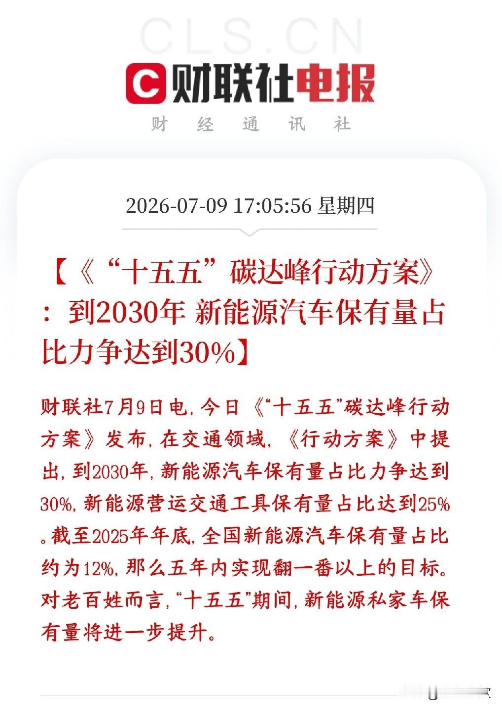 新能源车板块重磅政策利好，提升占有量已经下达文件十五五碳达峰方案给汽车行业定了
