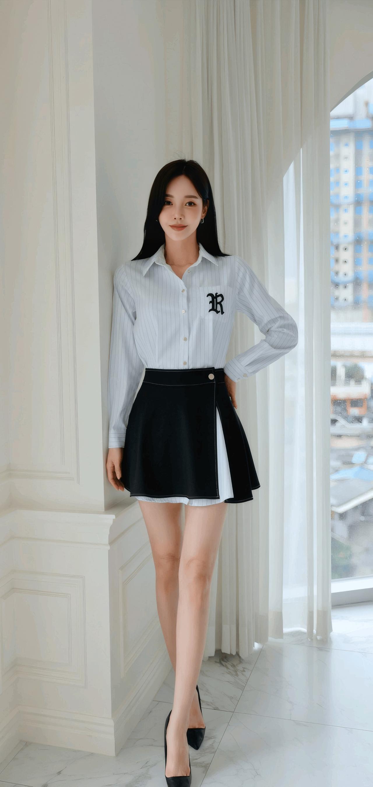都市时尚少女穿搭，黑白配经典又优雅