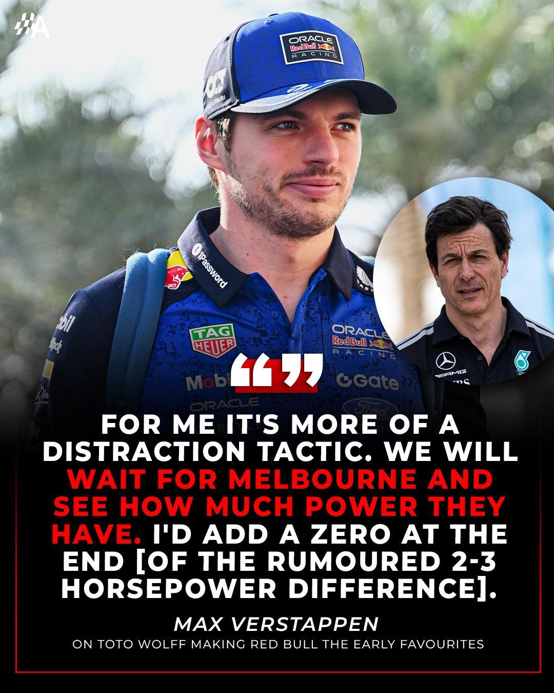 f1维斯塔潘回应沃尔夫将红牛视为本赛季夺冠热门的说法…“在我看来，这更像是一