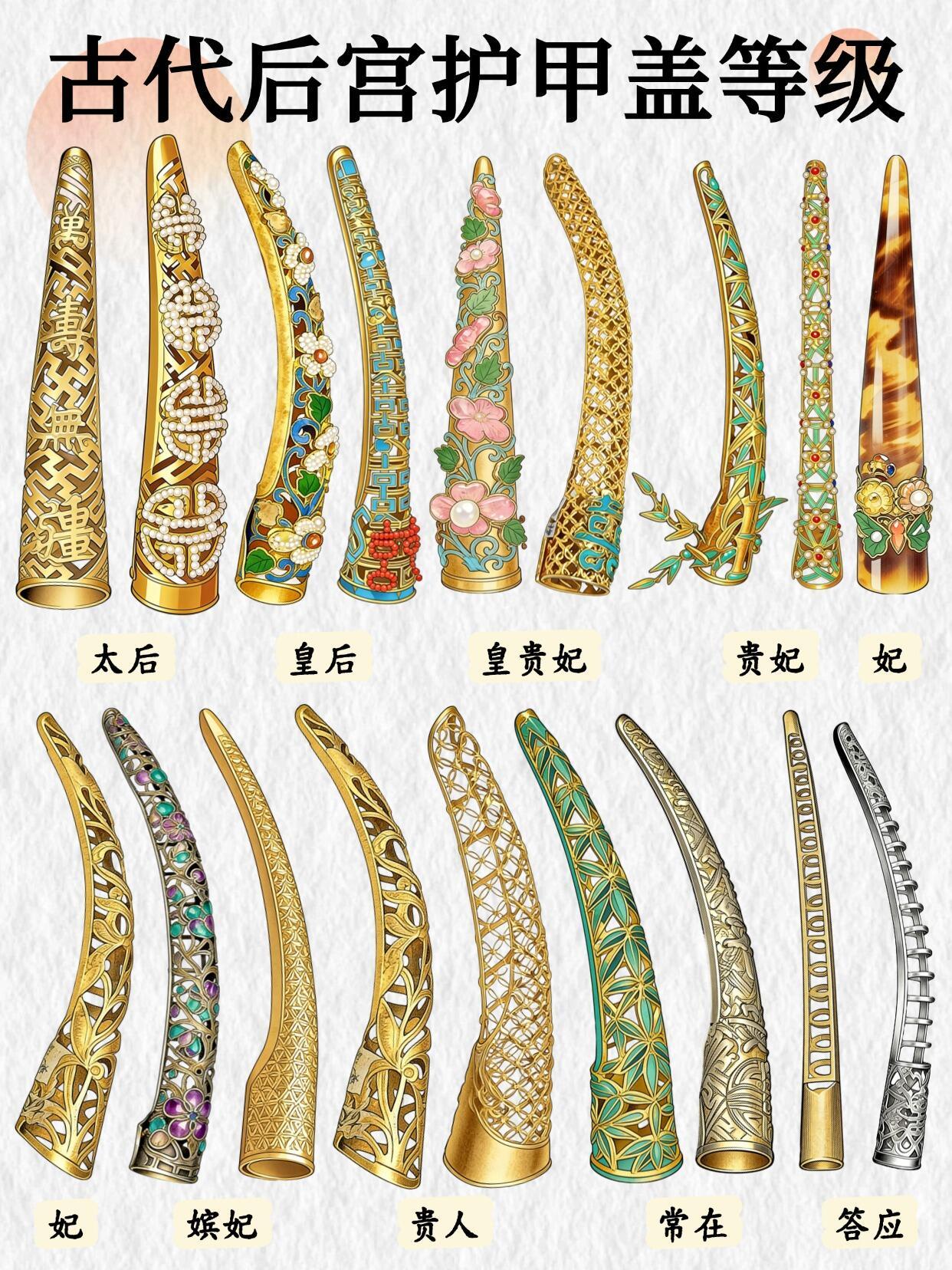 原来清宫护甲套也分等级！答应的也太朴素了吧？谁能想到古代后宫娘娘们戴的护甲