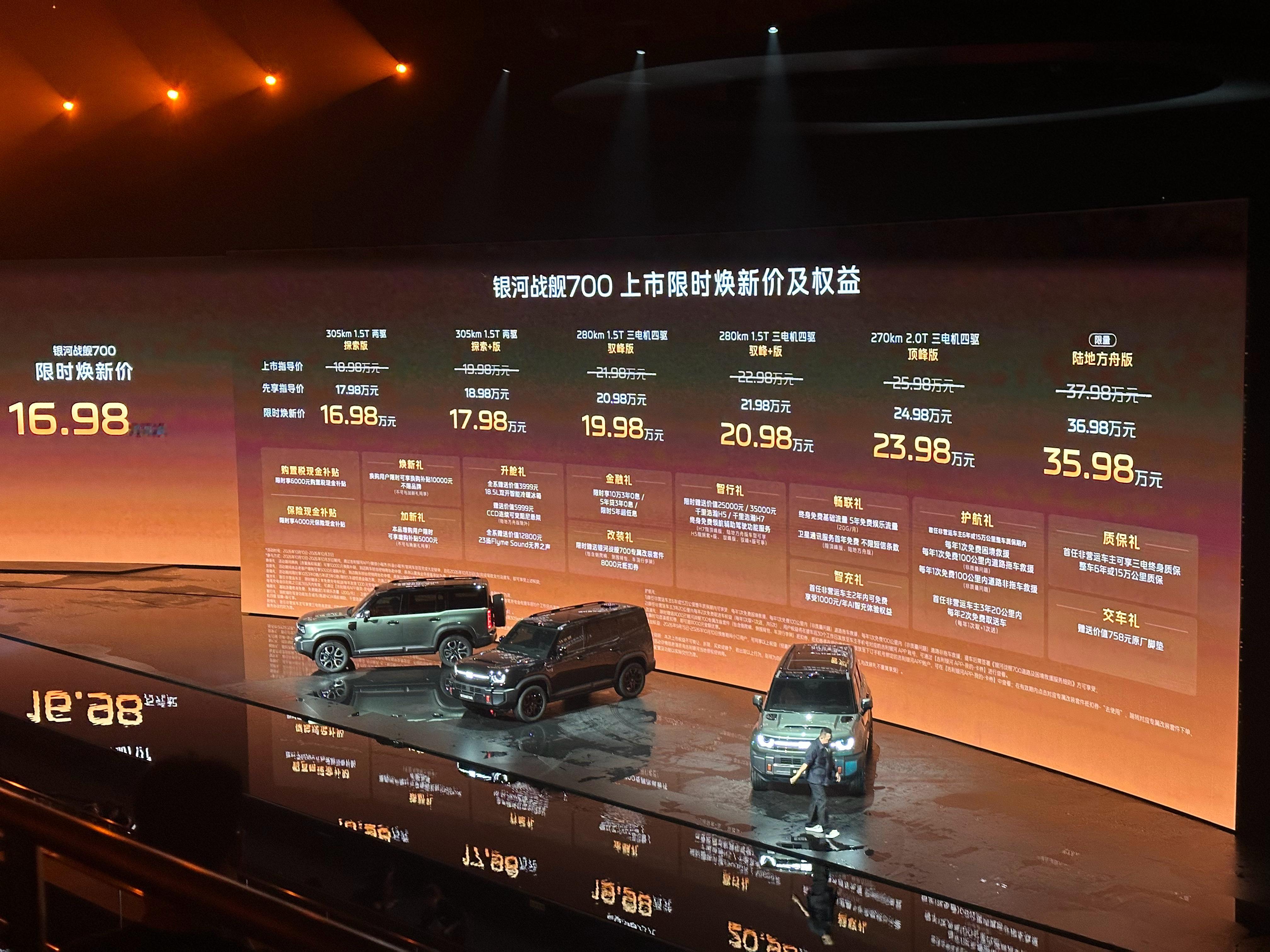 便宜了3万，现在是16.98万起，也就是17万吧，相当于完全瞄着钛7打，且一定要