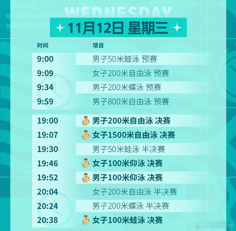 09:00男子50米蛙泳预赛09:09女子200米自由泳预赛09:34男