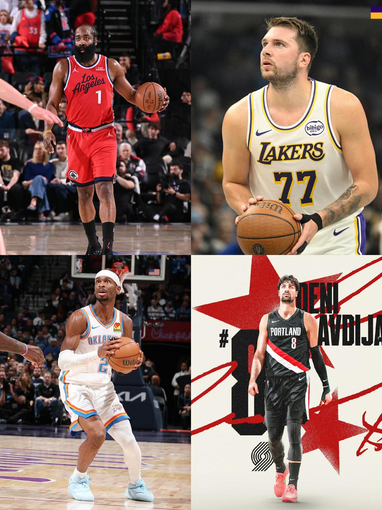 赛季目前，场均罚球次数最多的10位球员如下。东契奇11.5次，阿夫迪亚9.8次