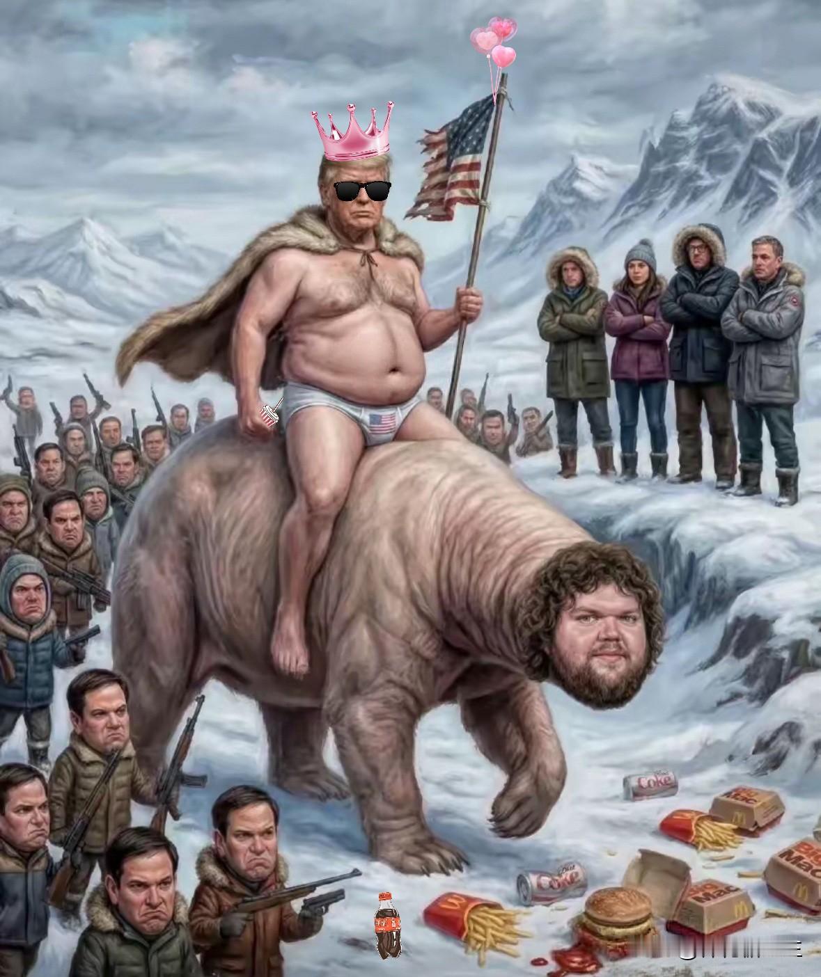 看到这个漫画，差点笑喷外网热议特朗普执念格陵兰岛：漫画疯传气势汹汹“御驾亲征”