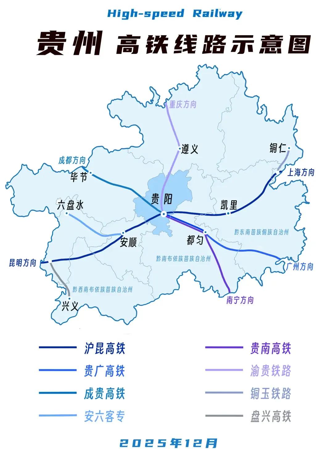 截止去年12月，贵州己经达到州州市市（地级市）通高铁，这是西南地区，乃至全国都是