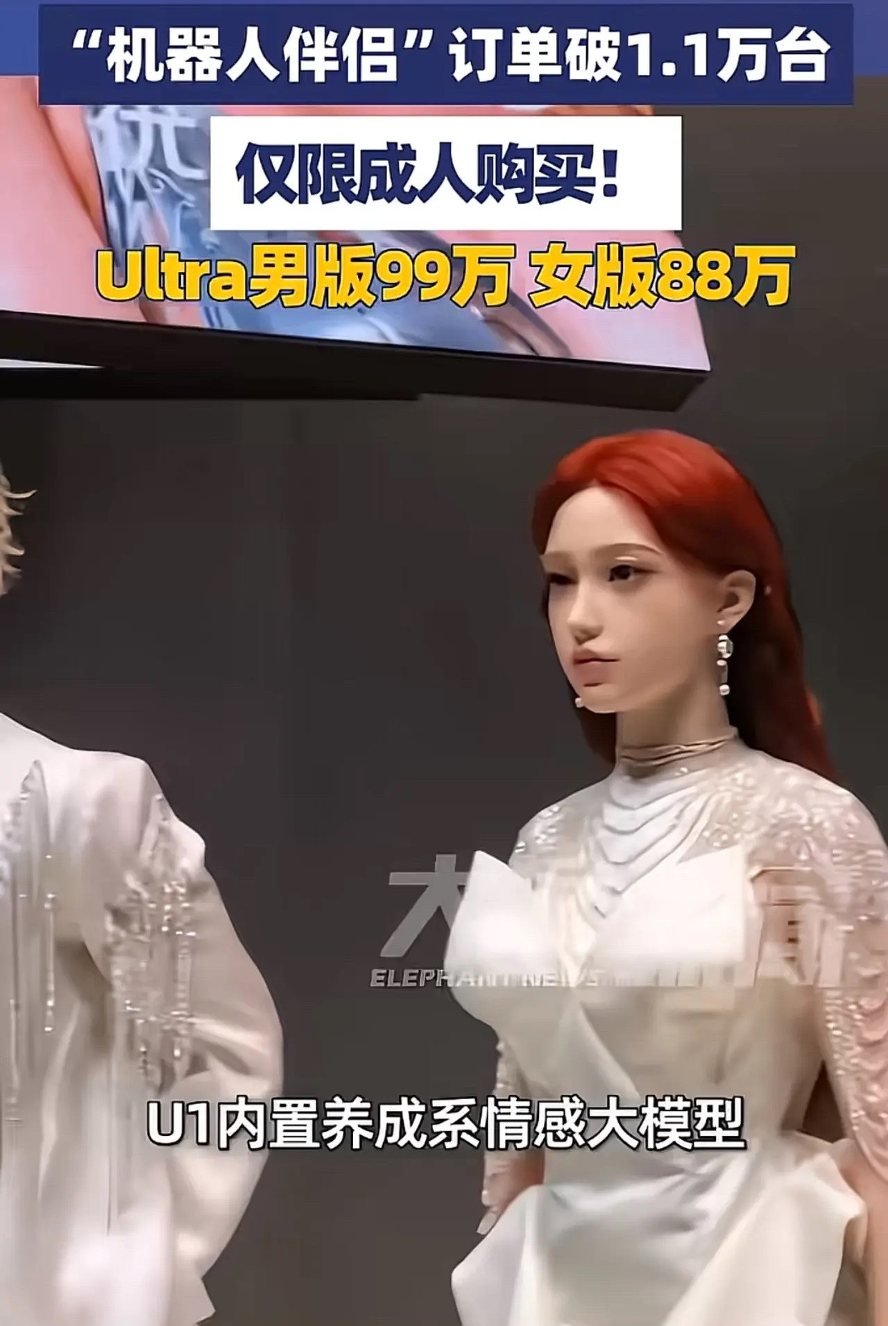 高配置机器人伴侣男版99万女版88万我闺蜜说：这还不理解，娶个真人老婆，不仅颜值