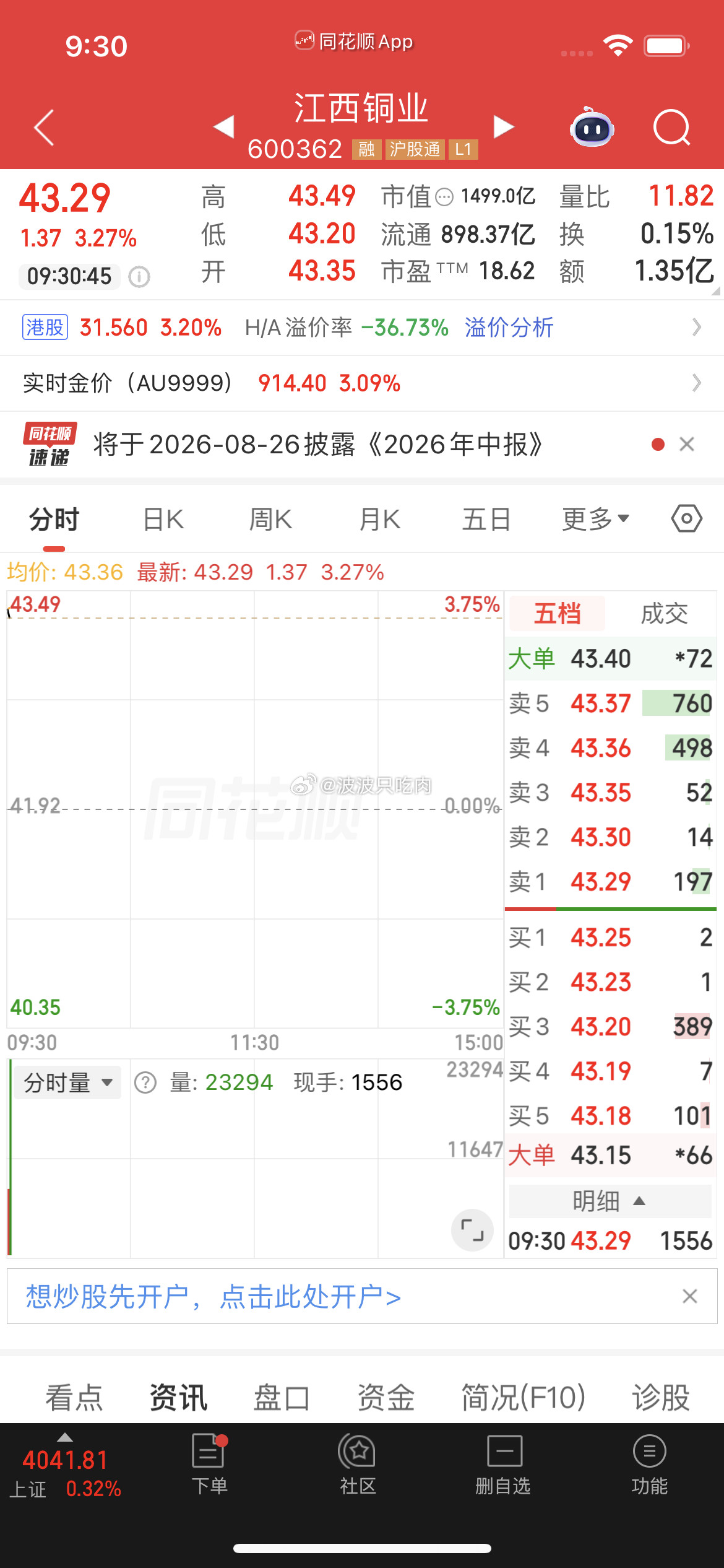 逢低关注江西铜业