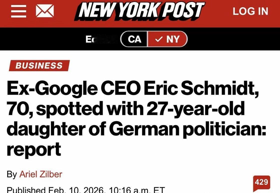 70岁谷歌前CEO被曝“爷孙恋”，知名模特女友小其43岁，是德国一州长的女儿；两