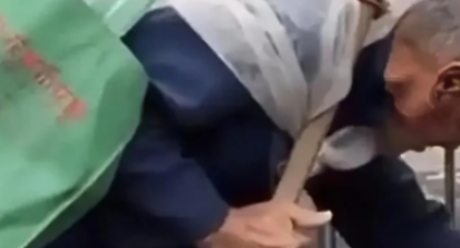 浙江1拾荒老人被工地老板收留6年，老人被家人接走时，工地老板林有威突然拦住准备离