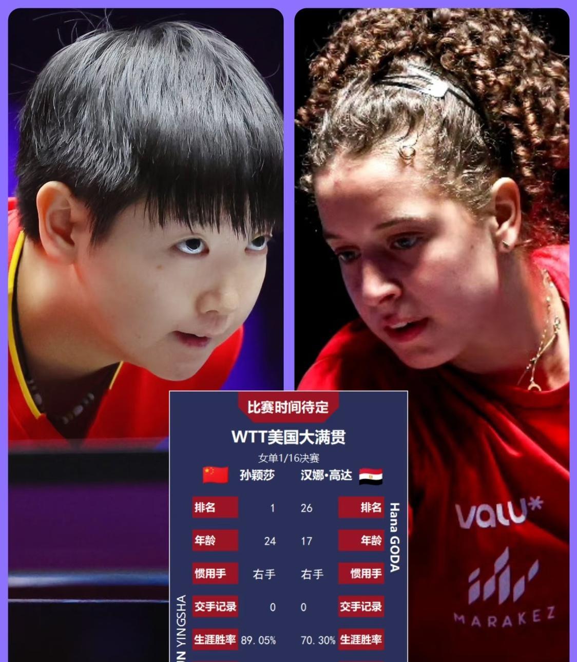孙颖莎惊魂逆转后迎战偶像杀手！中美大满贯焦点战：新生代黑马高达汉娜誓掀风暴