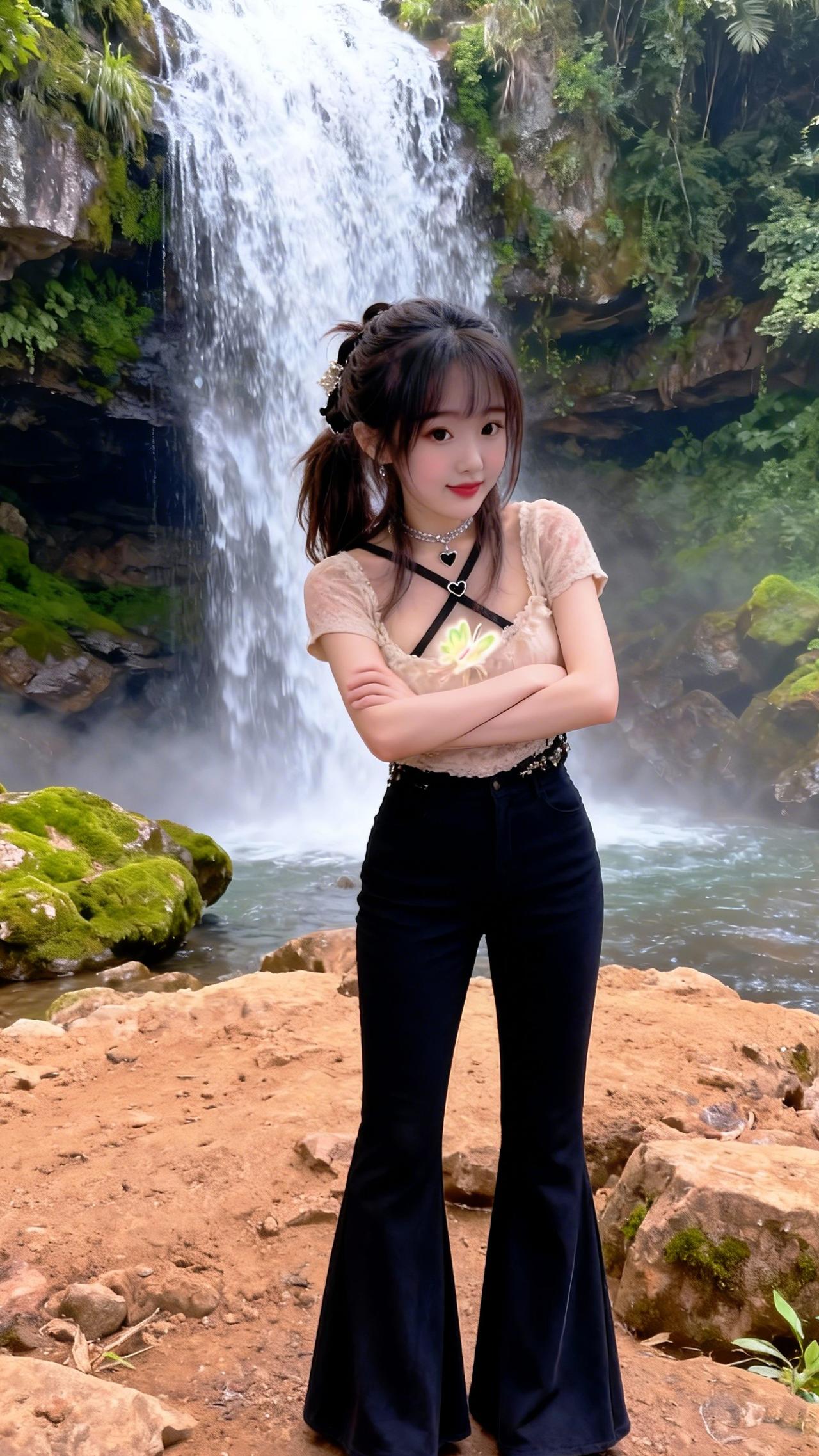 美景佳人小瀑布小姐姐自拍