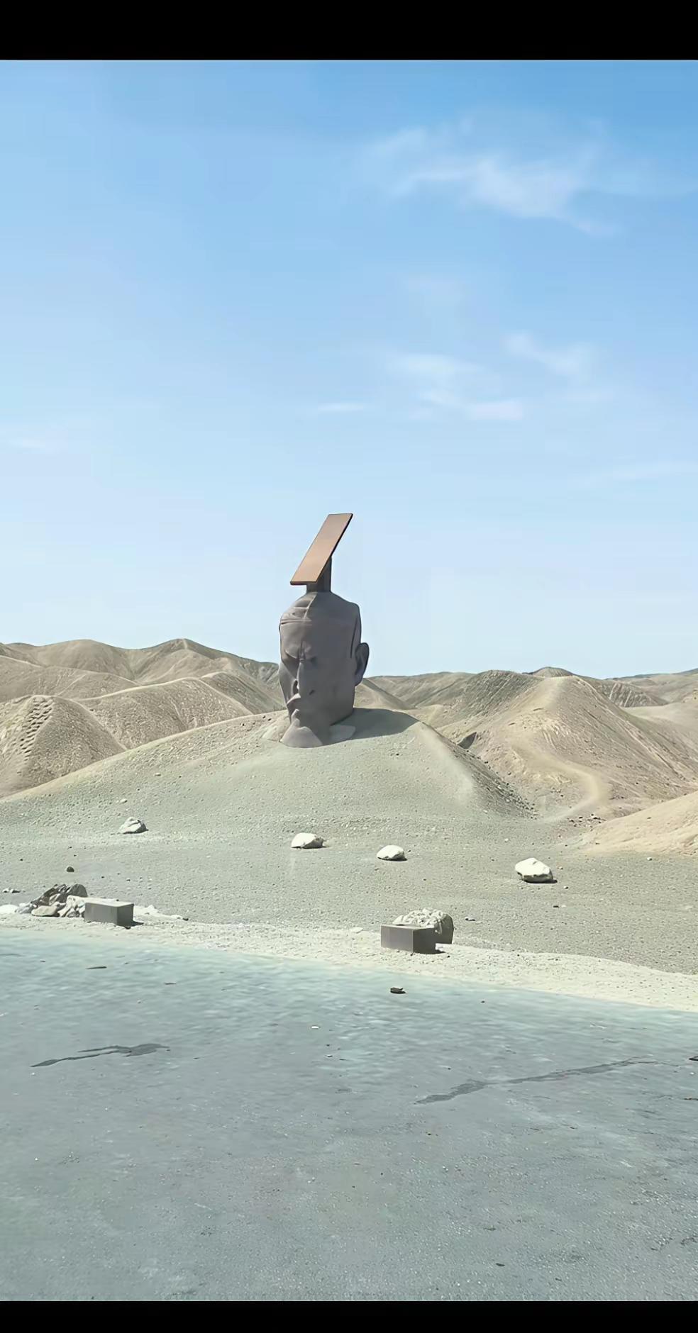 甘肃瓜州的这座汉武帝雕塑，引起了巨大争议，部分观众认为，其低垂的头颅、凝重甚至有