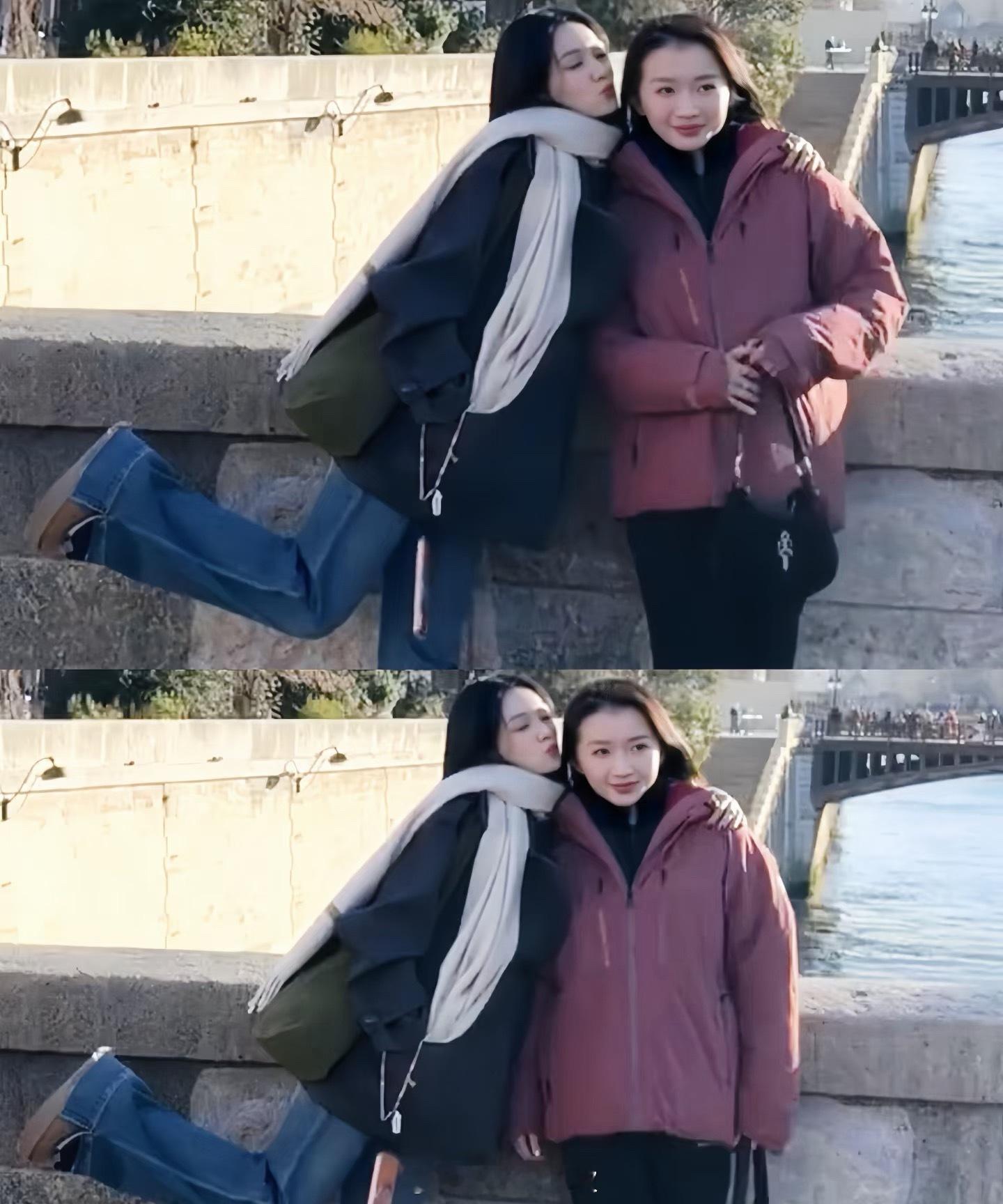 巴黎偶遇周也李浩菲网友巴黎偶遇周也李浩菲，两个人都好可爱☺️！网友巴黎偶遇周也李