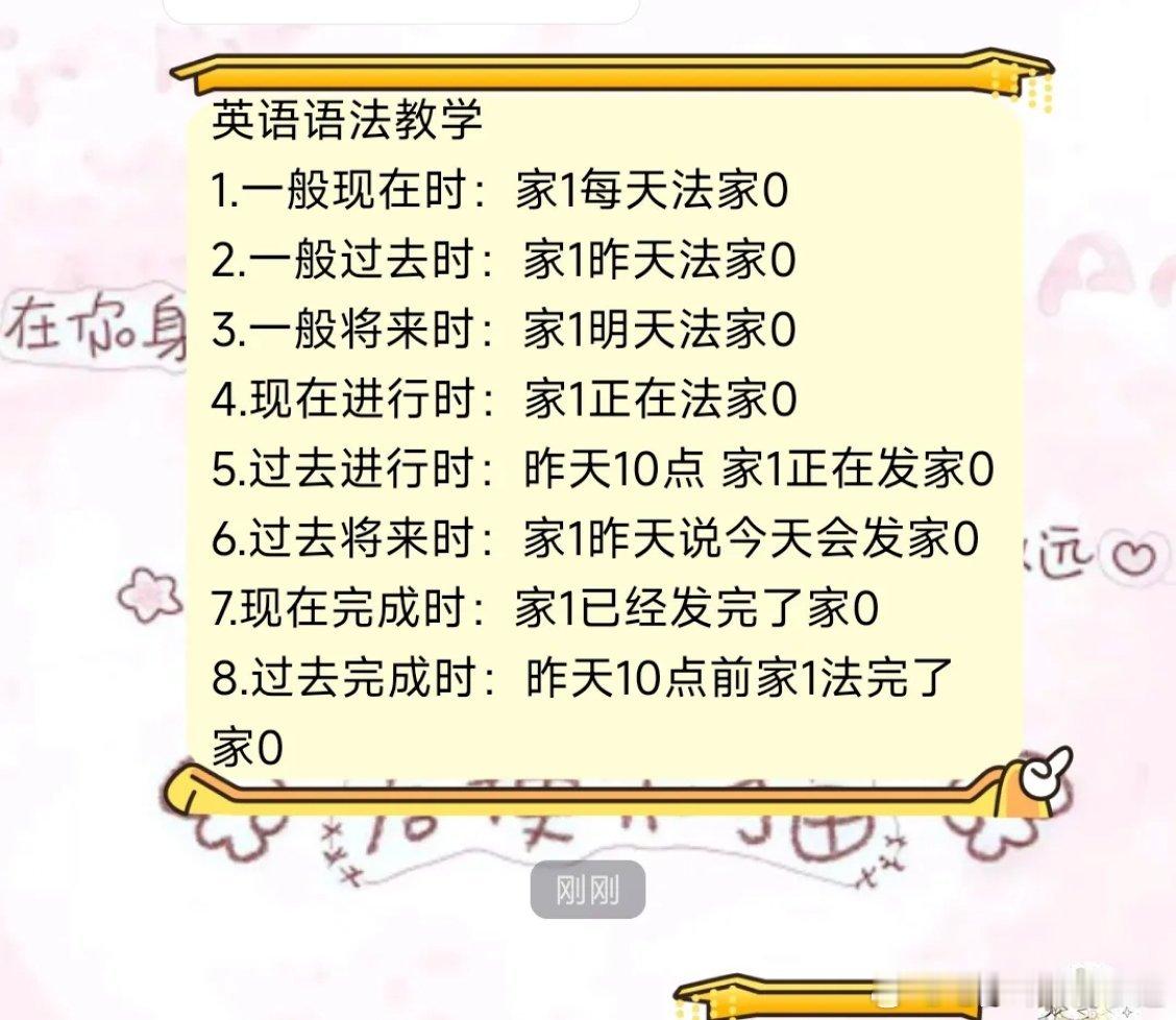 大妈发我的英语时态语态教学，你们说大妈能是什么正经人吗？