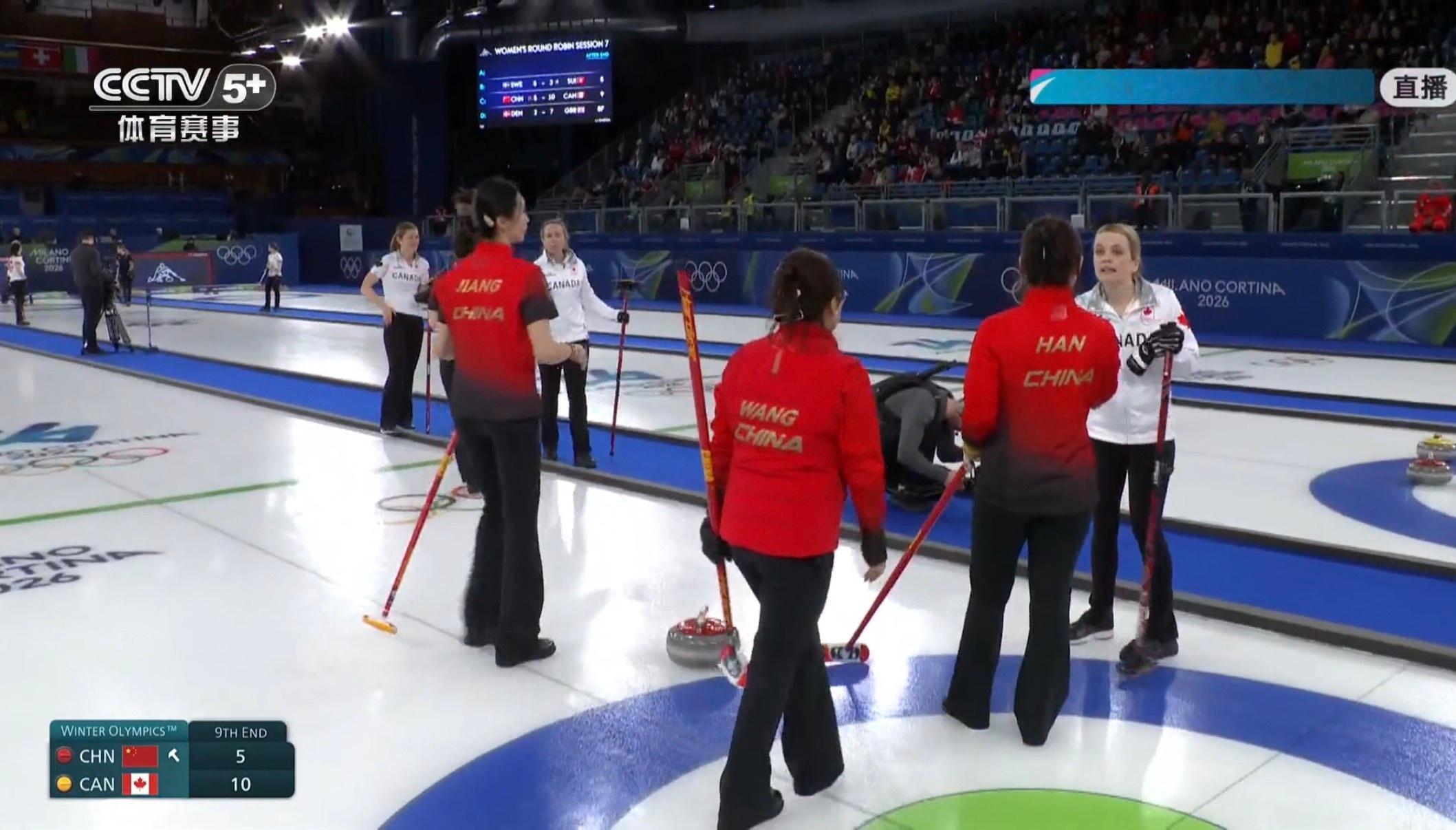 中国女队5比10不敌加拿大，目前循环赛2胜3负。✅2月13日02:05🇨?