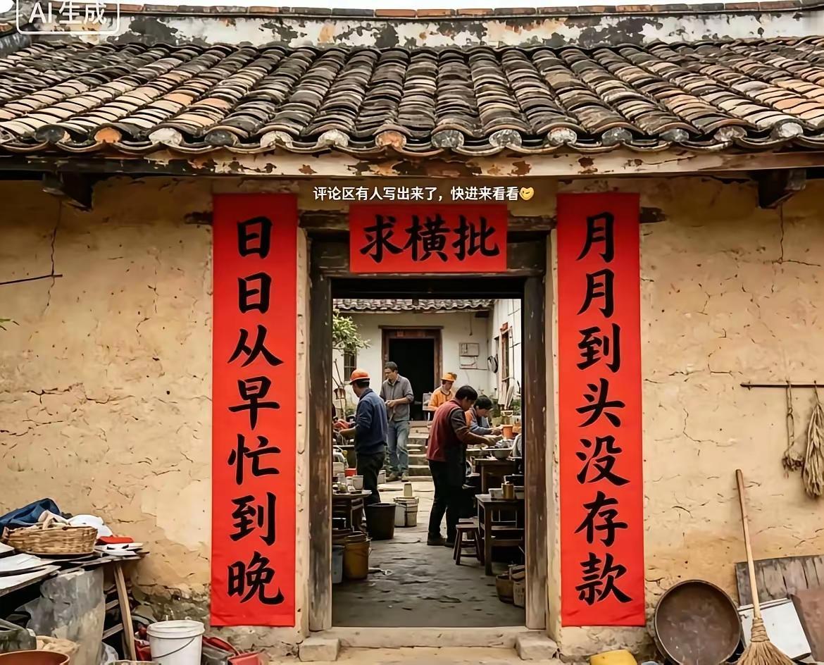 重庆一位大叔，在工厂做维修十年了都没存到钱💰，大叔写了副对联贴出门外，至今无人