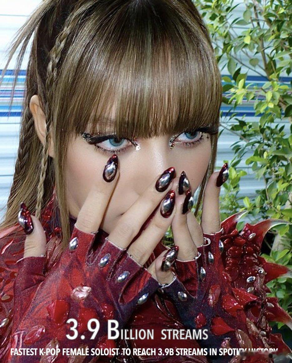 Lisa在Spotify上的播放量已突破39亿次，成为最快达成此里程碑的Kpop