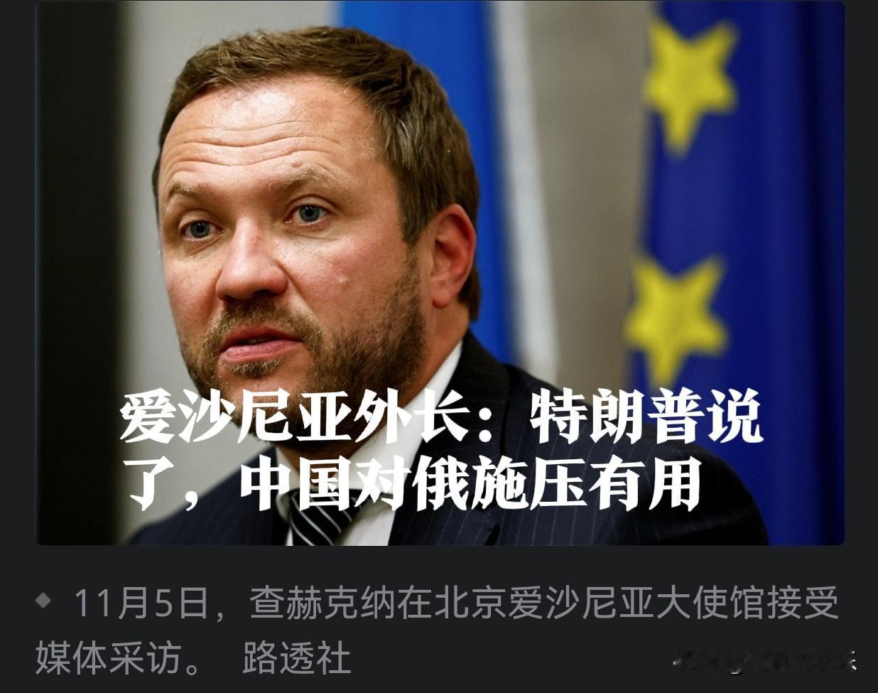 爱沙尼亚外长怂恿：特朗普说了，中国对俄施压有用据外媒路透社报道，11月