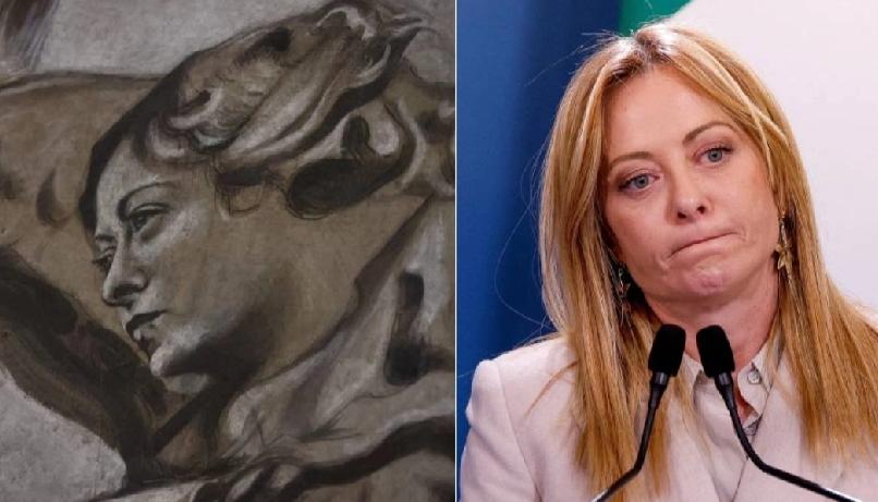 太搞笑了，近日意大利罗马市中心一座教堂内一幅修复完成的壁画中，天使的脸孔竟酷似意