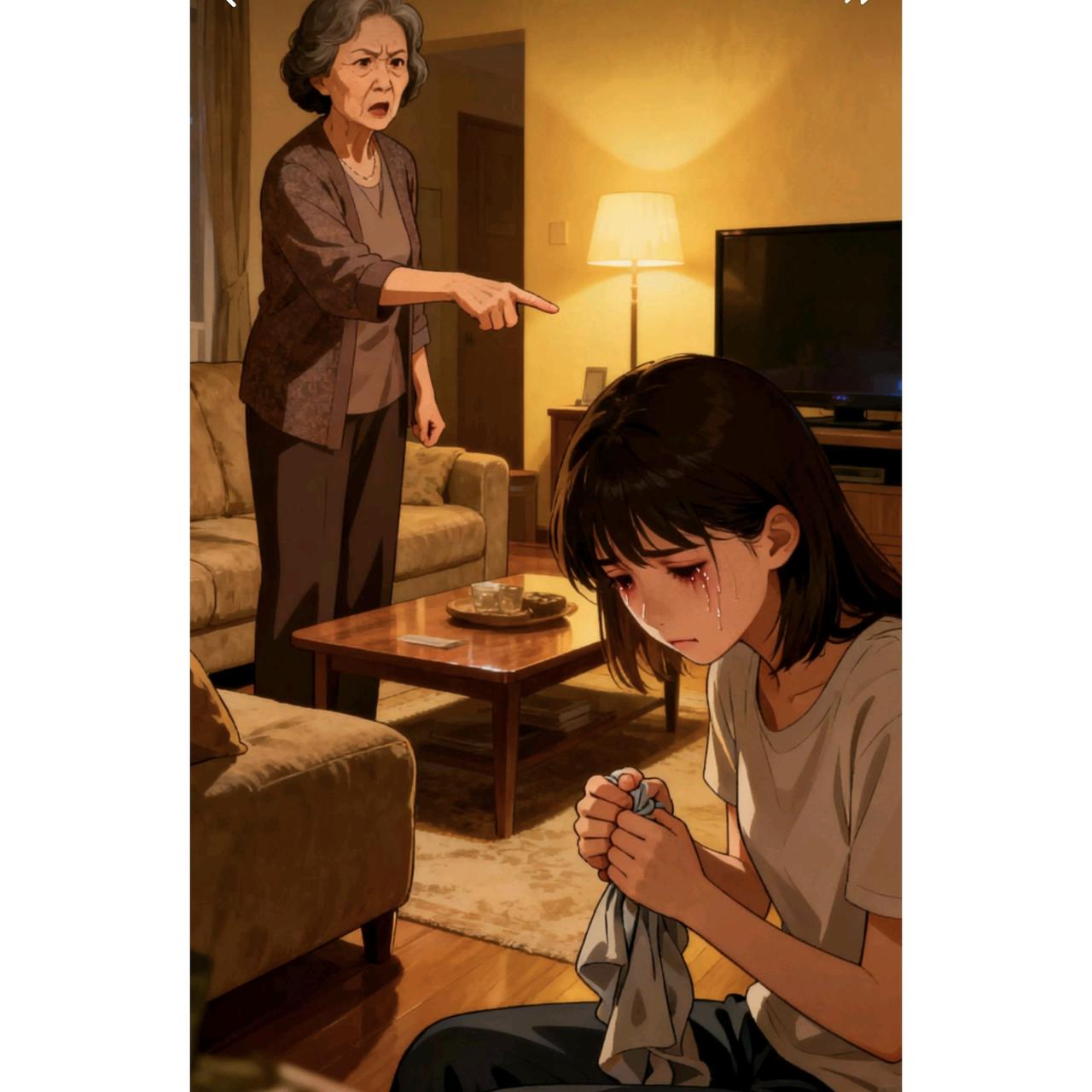 婆婆窝在沙发上刷剧，儿媳一个人带着两个孩子在厨房忙活。厨房里锅铲碰着锅底滋滋响