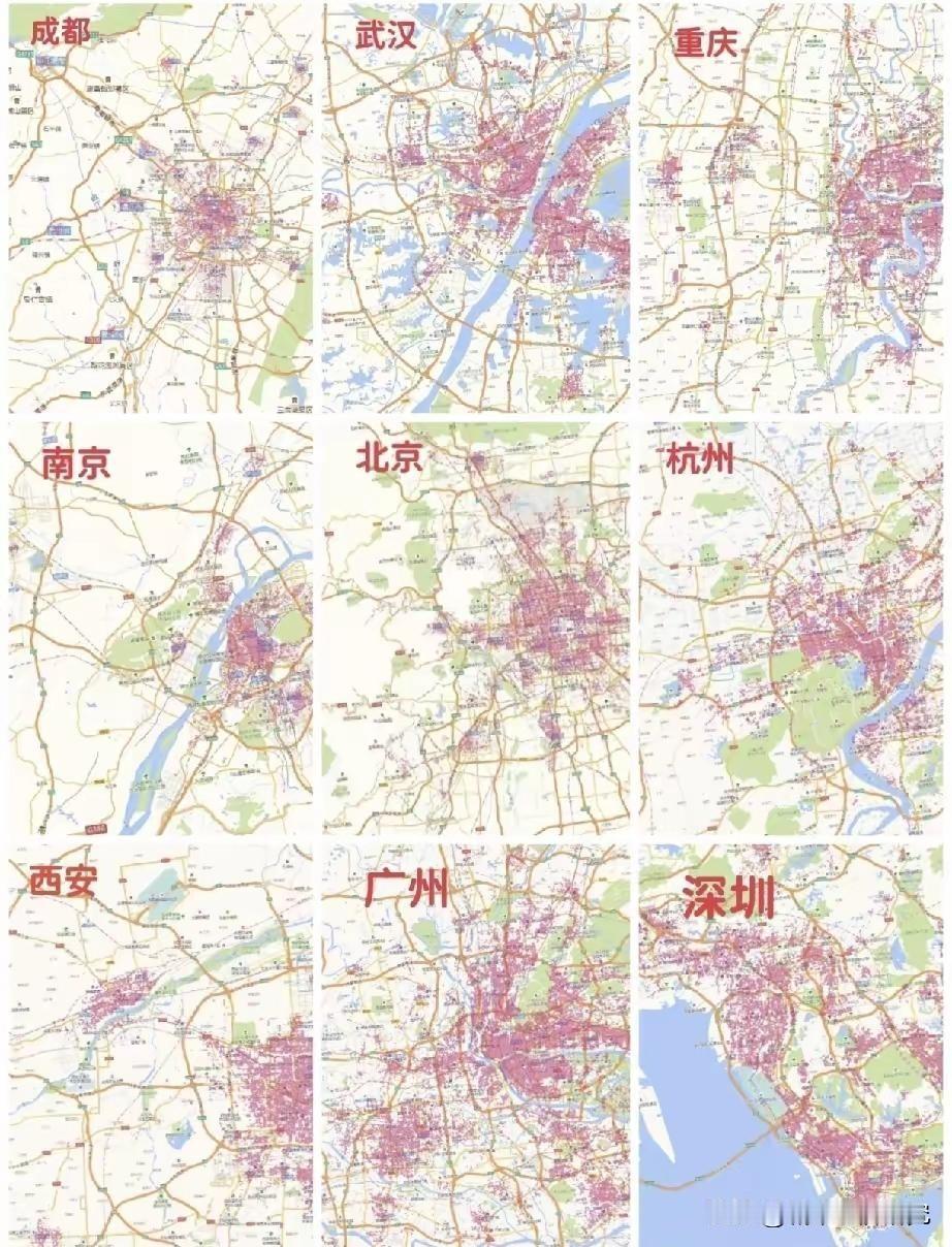 成都武汉重庆南京北京杭州西安广州深圳人口密度对比情况图片，从图片可以看出广州深圳
