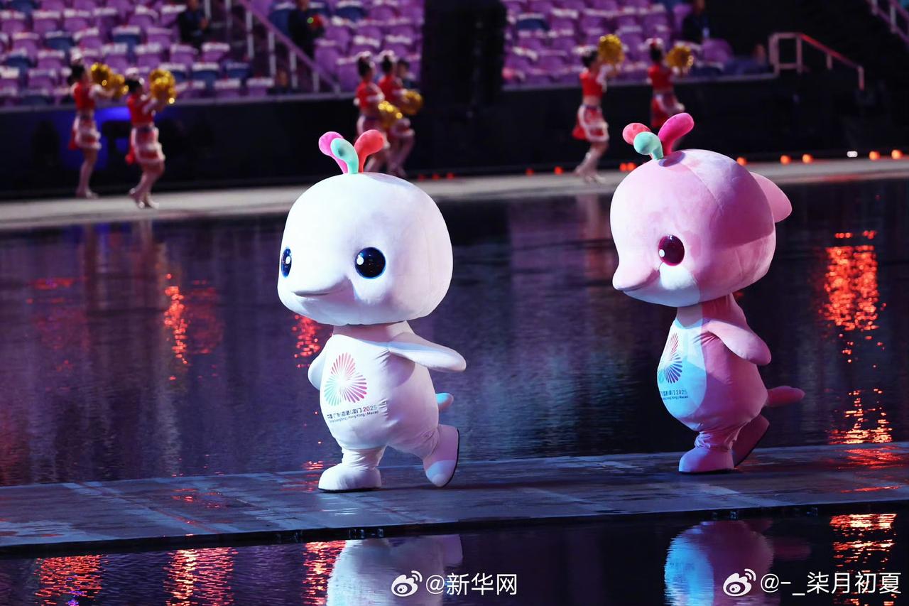 羡慕广州的朋友，全运会吉祥物好可爱呀～​吉祥物中华白海豚“喜洋洋”“乐融融