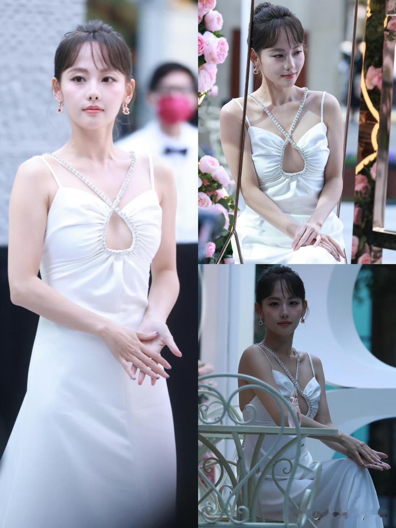 张嘉倪生图还是挺美的！白裙子穿在她身上是真的有仙气，锁骨线也好看！但仔细看眼