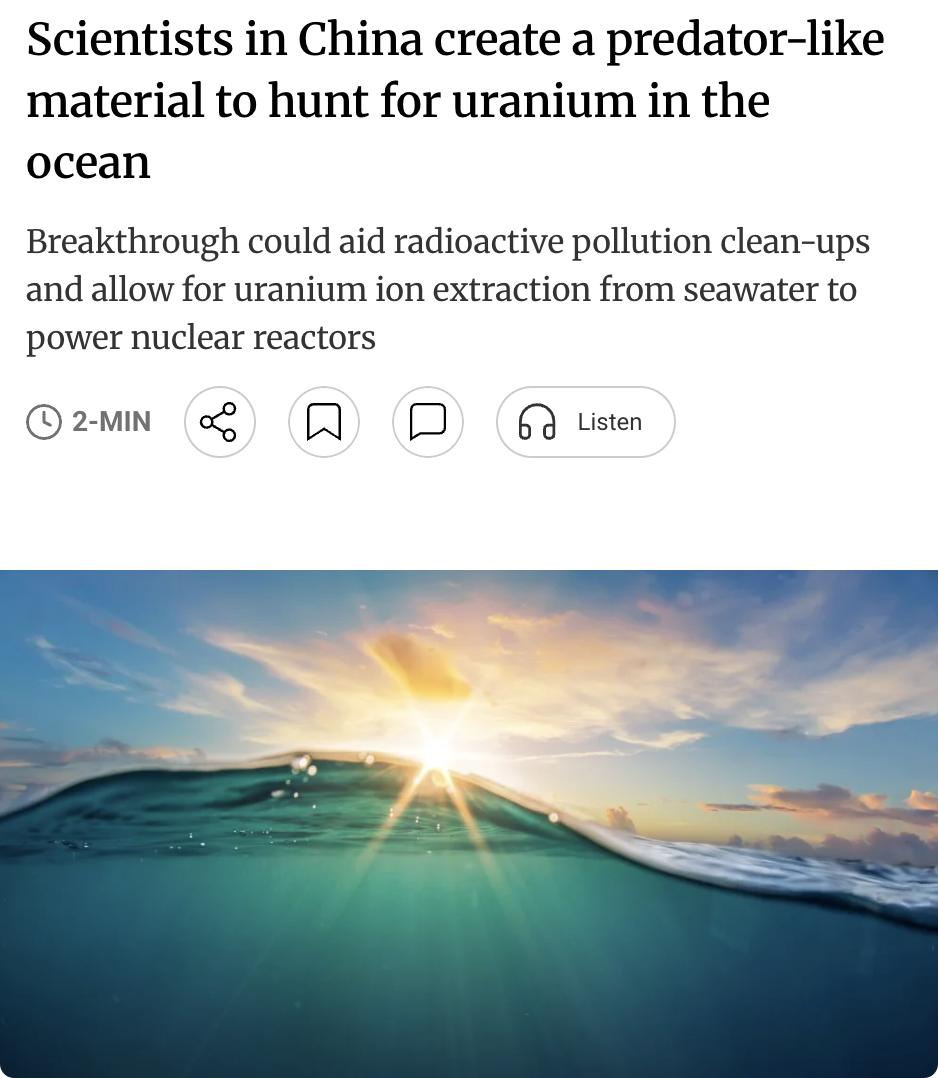 外媒：中国科学院青海盐湖研究所团队开发出一种光驱动金属有机框架微马达，能在水中自