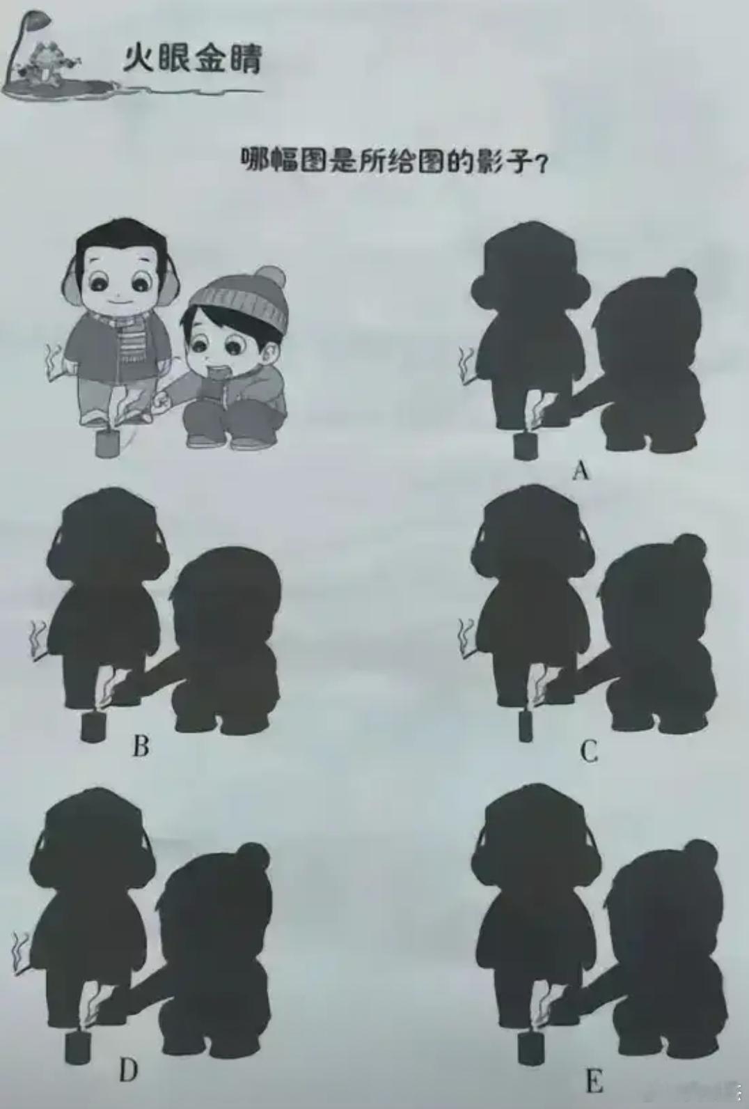 火眼金睛，abcde那副图是所给图的正确影子？