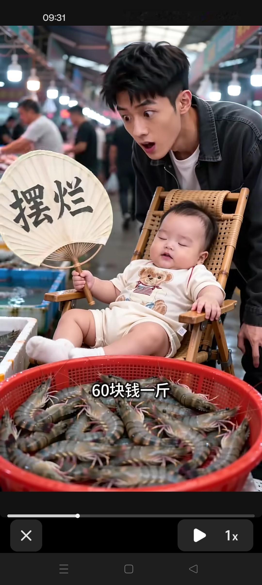 汪宝摆摊卖虾超惬意！😍他说虾60块钱一斤，别人说太贵了，他说太贵了，可以
