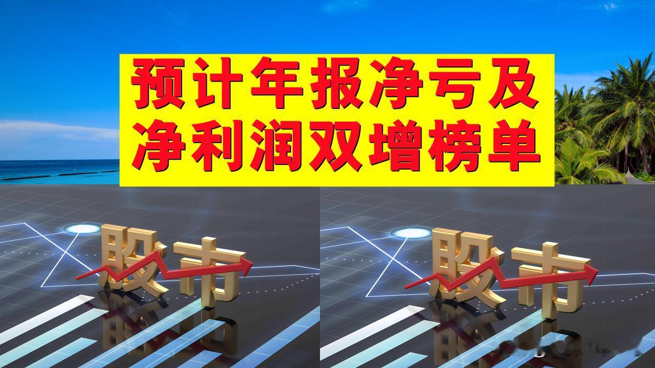 预计年报净亏及净利润双增榜单。一、预计年报净亏榜单：预计净亏数据。1、万