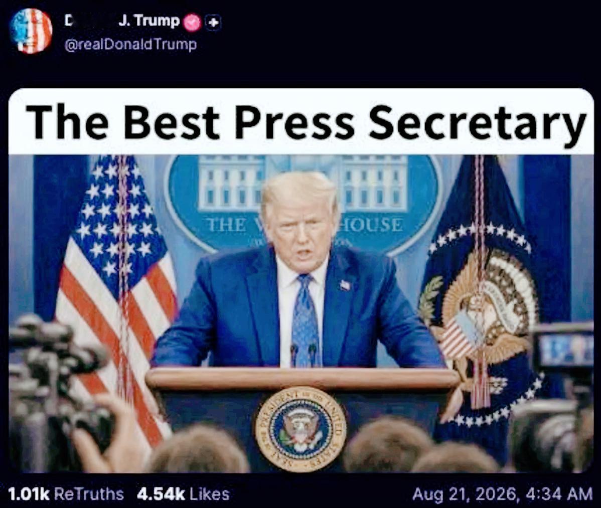 白宫新闻秘书卡罗琳·莱维特这个月底就要走人了，特朗普似乎按捺不住心中的恼火，他于