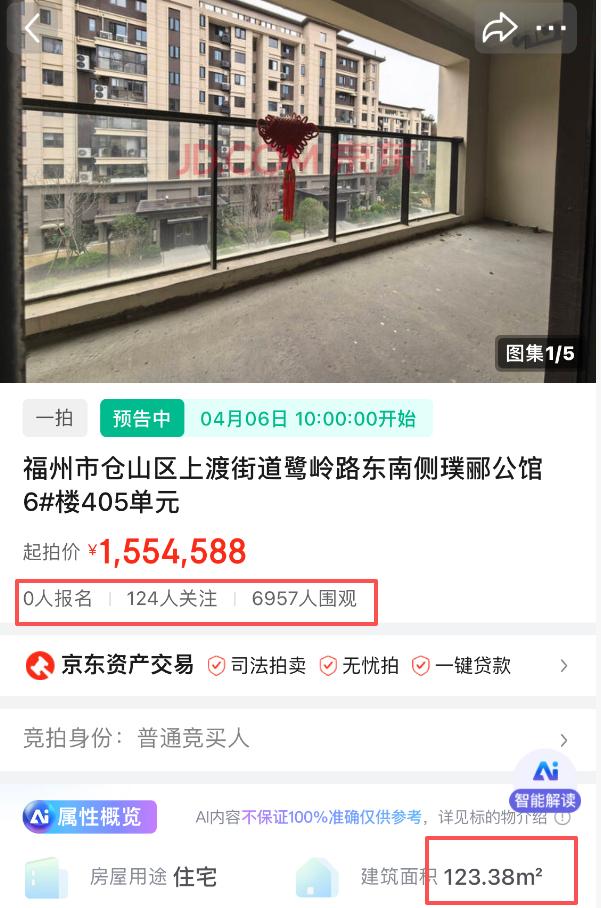 下跌40%？福州仓山区又有楼盘降价了？😯日前，有网友发现法拍平台上架了