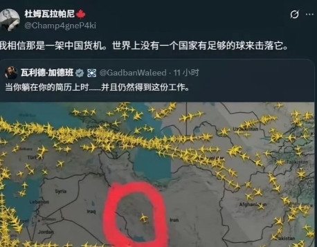 伊朗空中出现了一架民用飞机，国外全部猜测这是中国的货机，只有中国飞机以色列不敢击