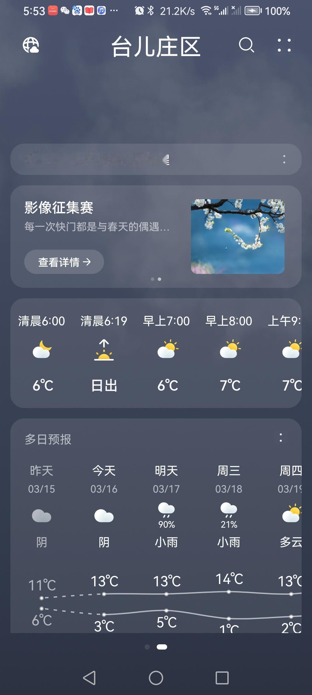 正月二十八天气阴，气温融合（图片来源：老山兰随手拍）