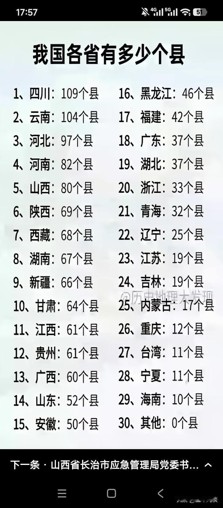 中国到底有多少个县？有没有一个准确的数据呢？应该是有的，但我们平时为何见不到权威