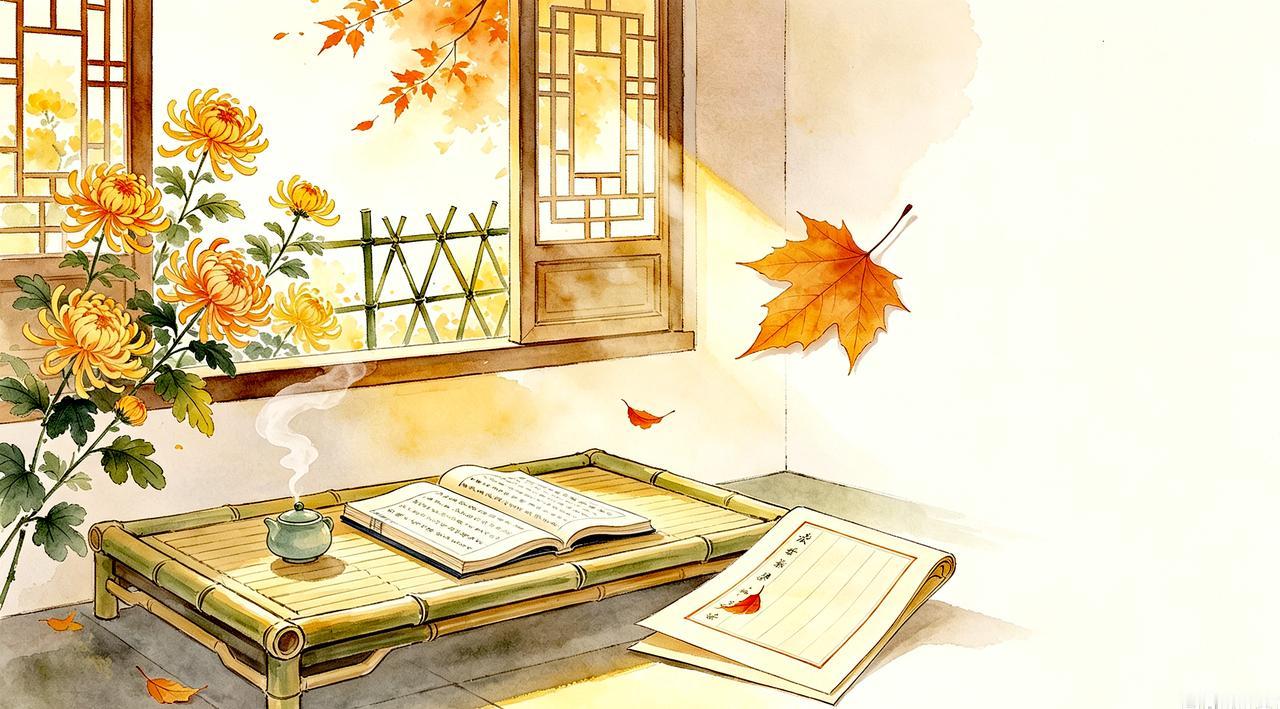 【原创诈品】七绝•秋笺文/张和平疏篱菊影袅茶烟，一枕诗书倚榻眠。