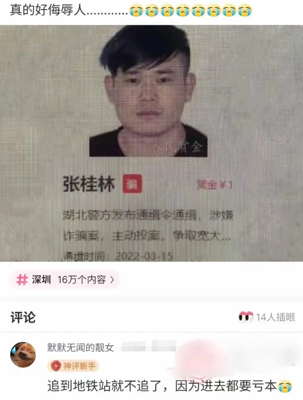 就这悬赏金，追到地铁站就不能再追了。