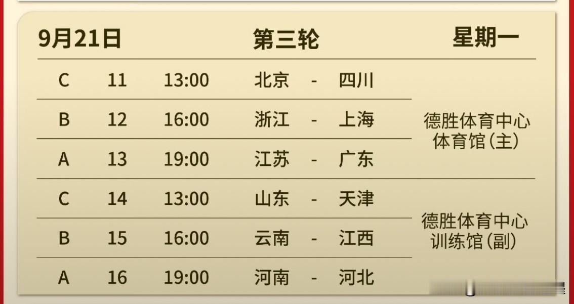 女排全锦赛，今天两场关键比赛。2026女排全锦赛今天进行第三轮六场比赛，其中北