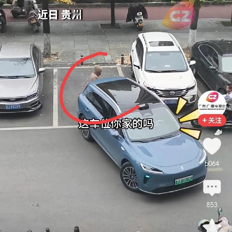 见过人肉占车位的，却没见过自动泊车“反杀”的！贵州这位电车车主的操作，直接把