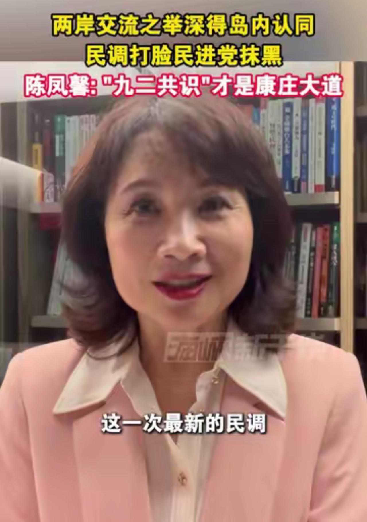 台湾时事评论员陈凤馨助力郑丽文高举“坚持九二共识”的旗帜，坚决反对台独，他表示：