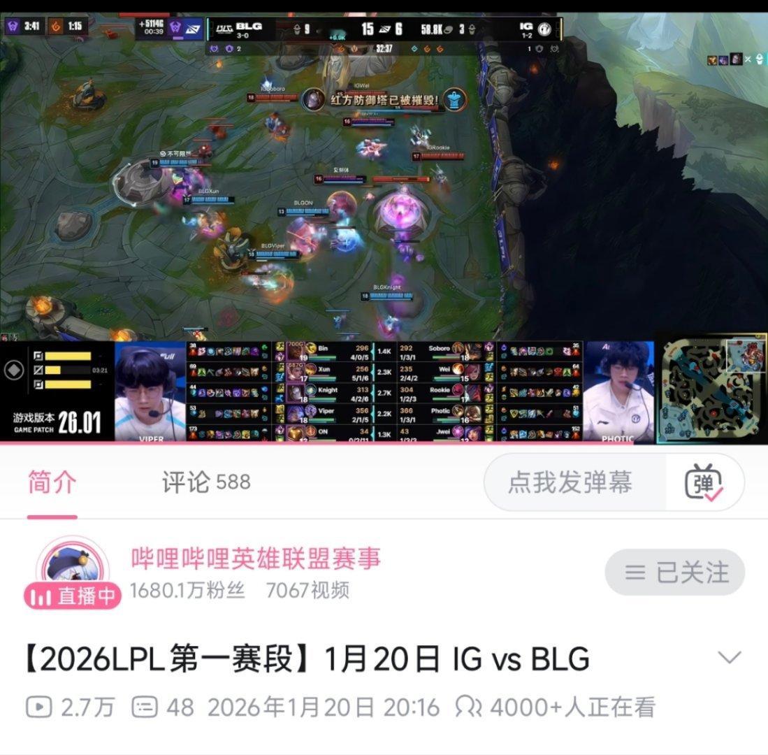 iG对战BLG省流，BLG直接把IG二比零了。而且我还发现一个大问题，没了The