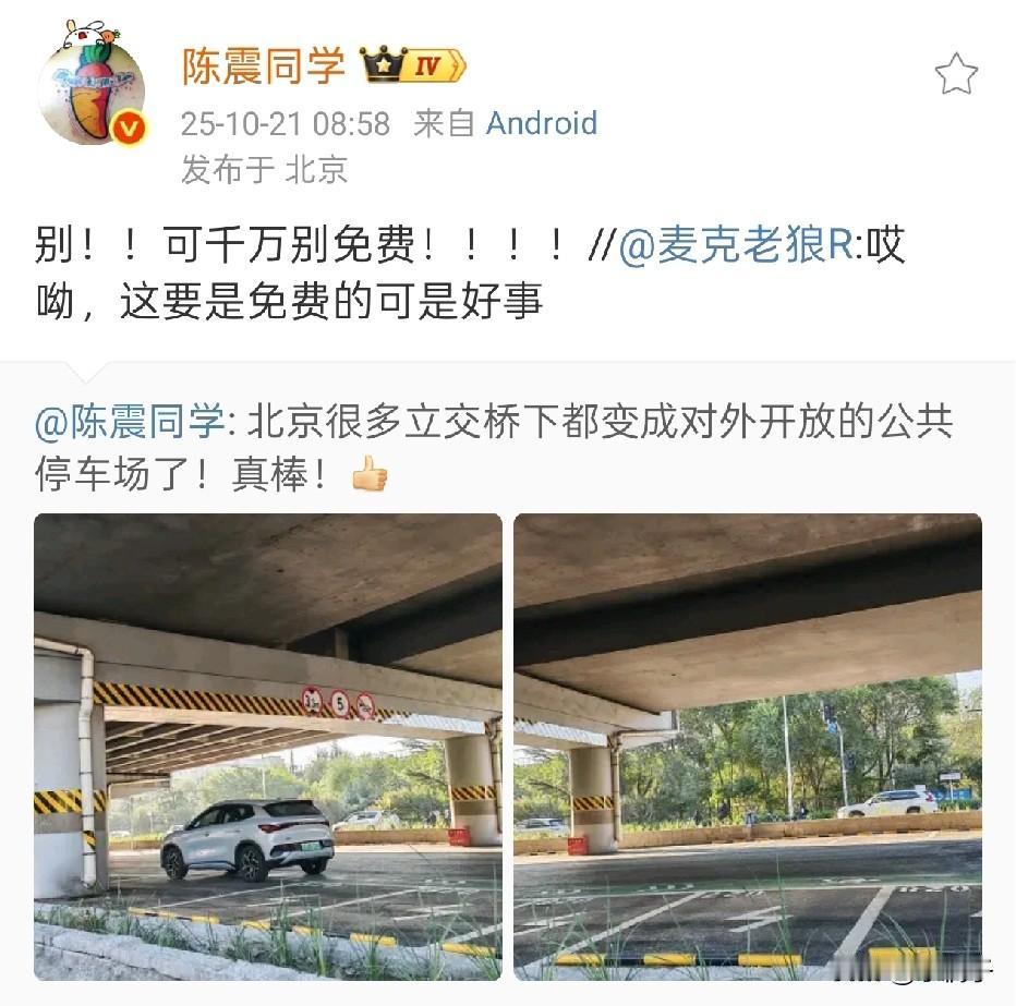 北京立交桥下改停车场，网友喊免费被劝住！真相太现实陈震：如今北京很多立交桥下都