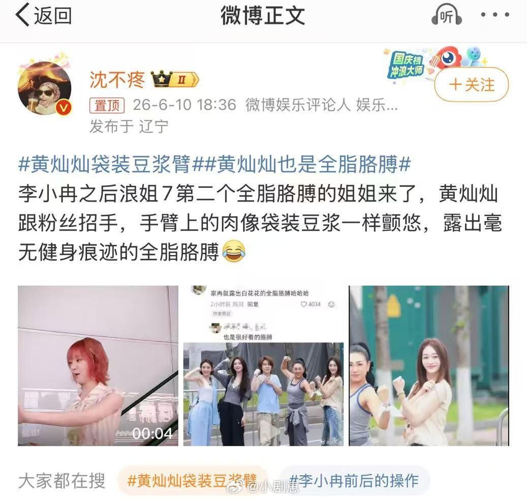乘风破浪的姐姐哈哈哈哈哈哈哈，全脂手臂笑死我了黄灿灿‖乘风破浪的姐姐