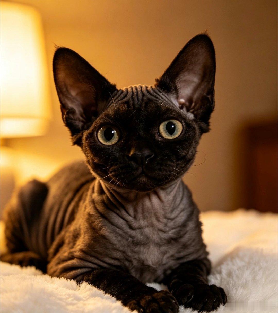 以防你对无毛猫没概念褪去绒毛的无毛猫，是天生粘人的小精灵。皮肤温热柔软，总爱