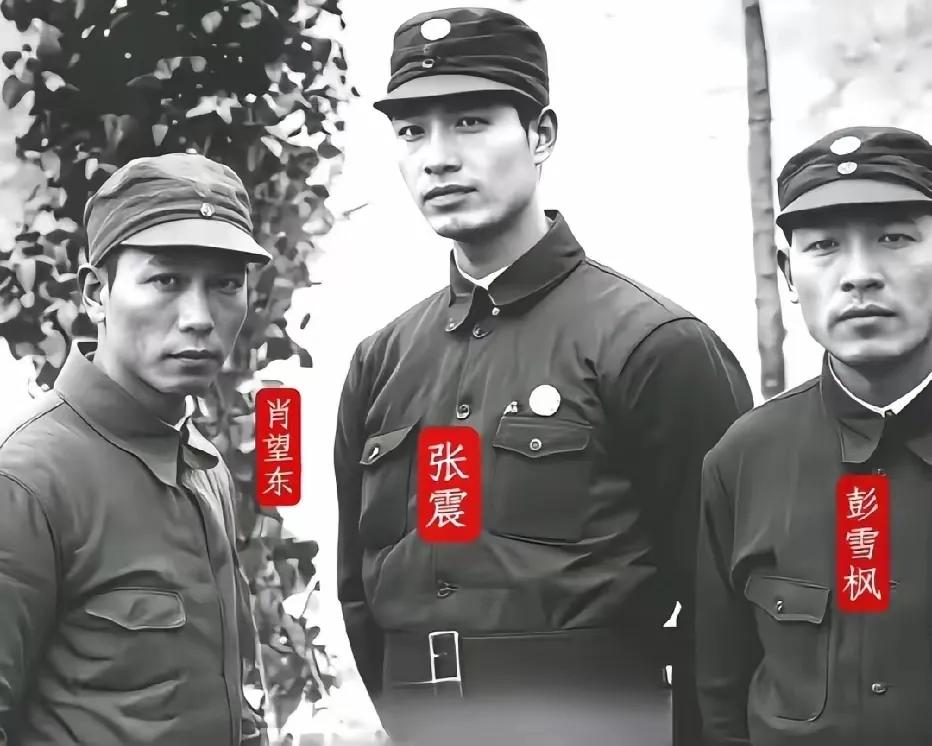 40年代，时任新四军游击支队司令员兼政委的彭雪枫与参谋长张震、政治部主任肖望东的