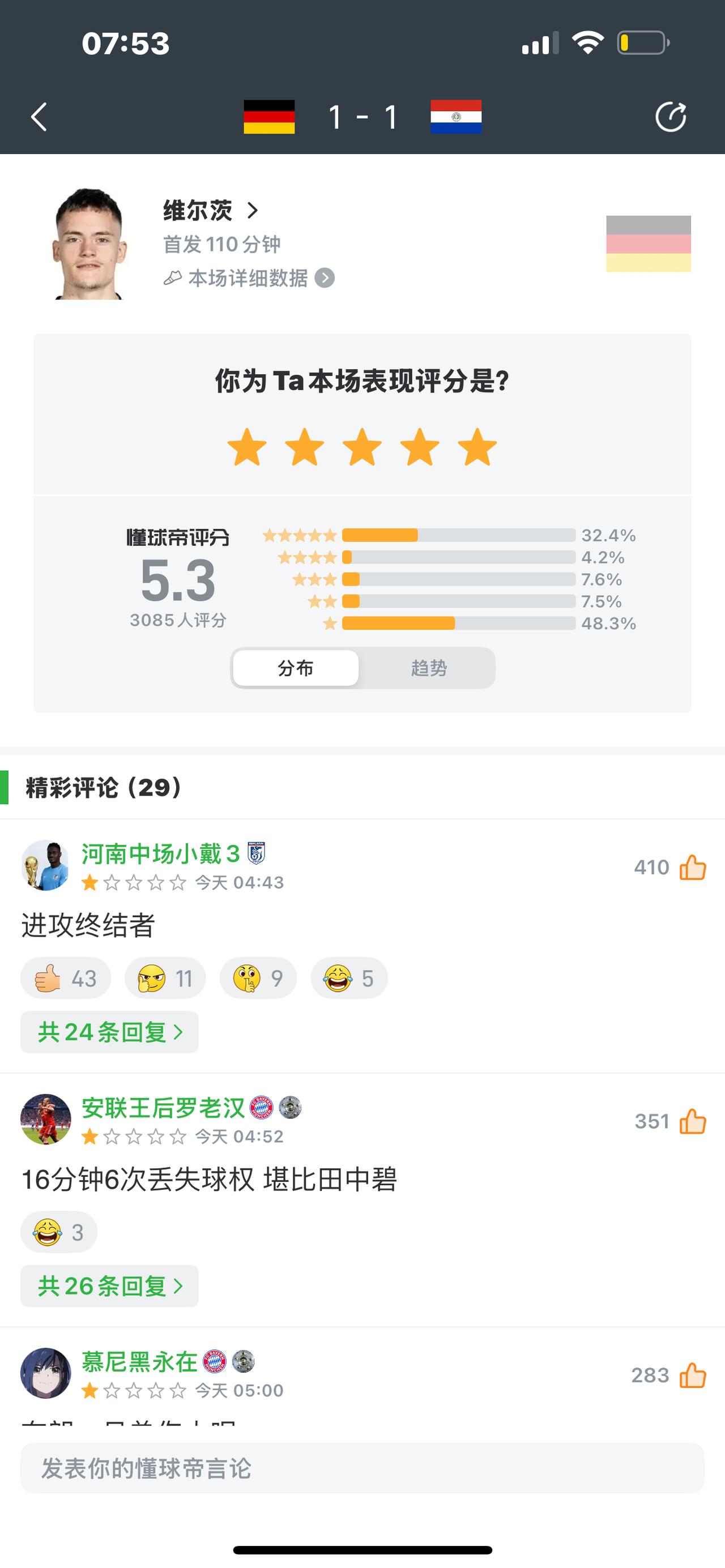 德国队被淘汰，维尔茨该不该骂？他是德国中场巨星，按照道理应该背锅。但是有