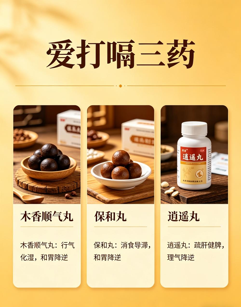 爱打嗝三药、老做梦三药、皮肤痒三药、爱叹气三药、腿抽筋三药，5种常见毛病对应15