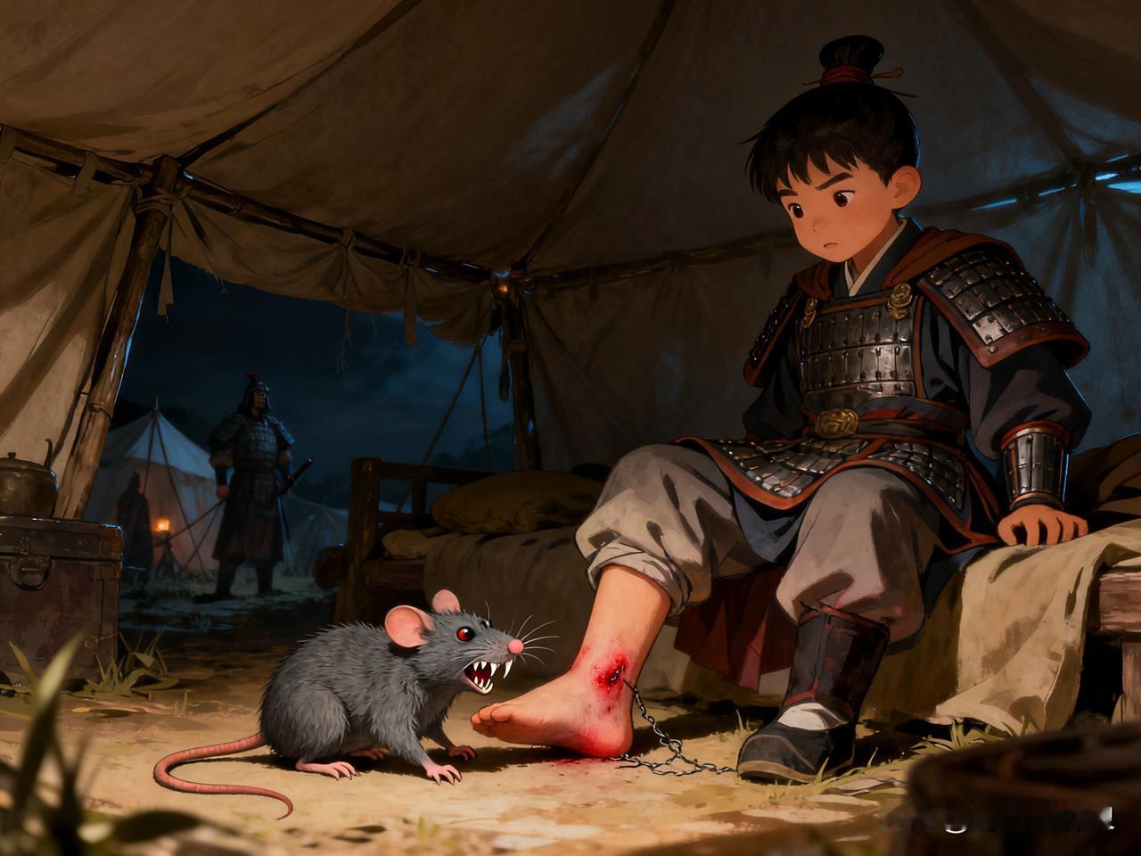 赤壁之战前，曹冲在柴桑口军营被一只有毒的老鼠咬伤脚踝，当夜高烧不退竟断了气。曹操