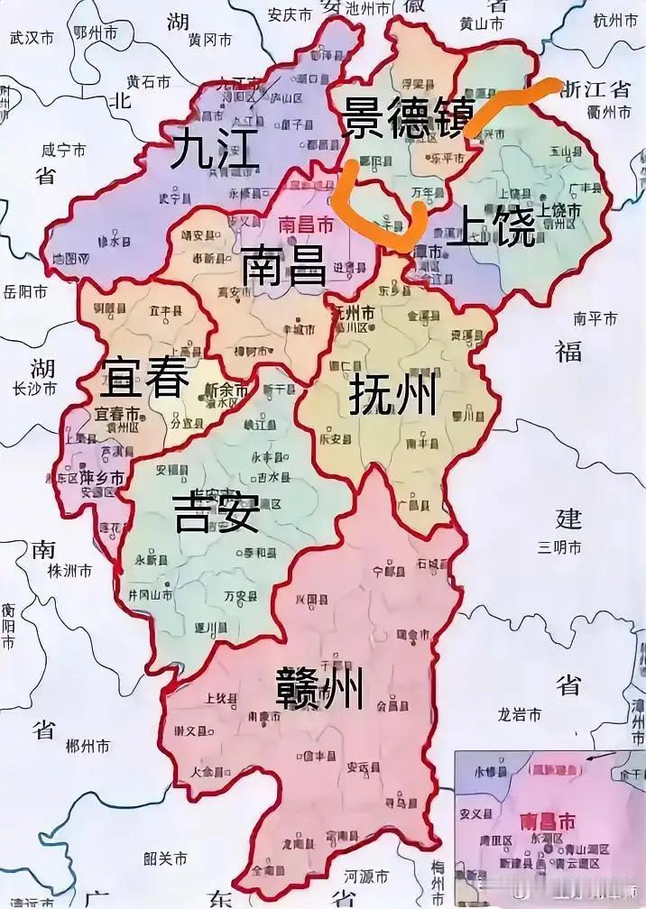 江西省各地市全国知名度排序第一名南昌，省会+八一起义；第二名景德镇，世界瓷都